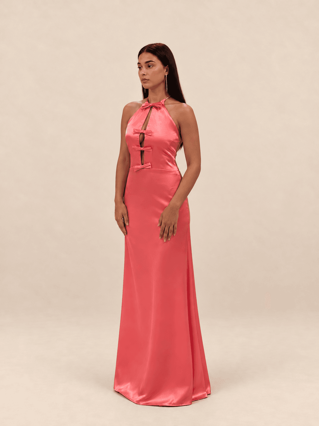 Blush embellished mermaid gown with satin wrap